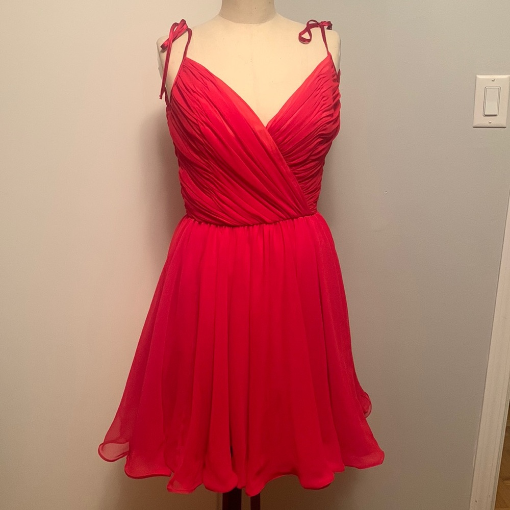 Wayne Clark chiffon red midi special occasion dress size 8